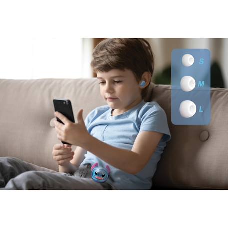 Écouteurs bluetooth stitch avec étui de chargement rotatif à 3 faces et chaîne incluse BLEU 3 - vertbaudet enfant 