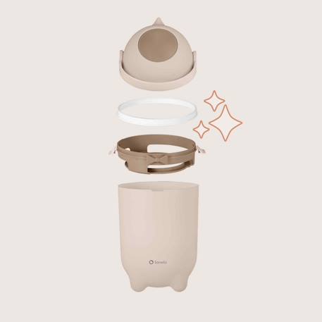 Poubelle à couches purebin hermétique 10 l compatible avec les sacs universels Beige sand+Grey+White 3 - vertbaudet enfant 