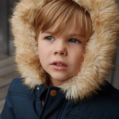 Doudoune enfant imperméable doublée sherpa avec capuche louis Bleu 6 - vertbaudet enfant 