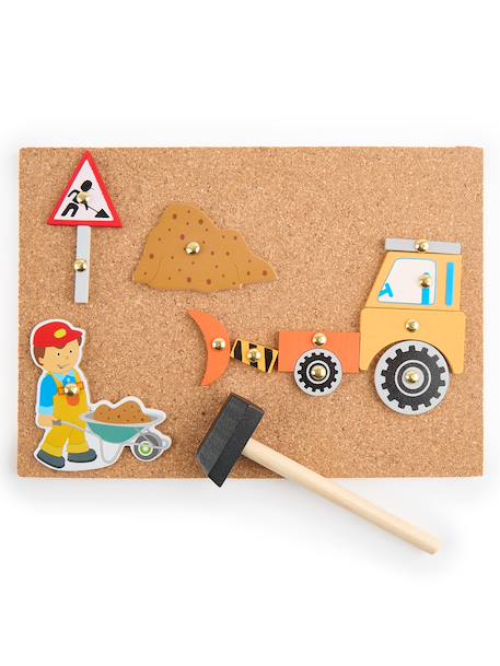 Jeu de clouage en bois avec liège Chantier+Ferme+Monde des fées+Monde des licornes 3 - vertbaudet enfant 