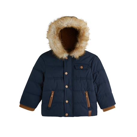 Doudoune bébé imperméable doublée sherpa avec capuche louis Bleu 2 - vertbaudet enfant 