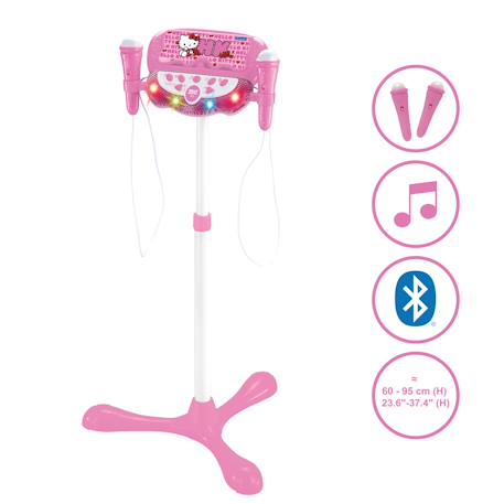 Microphone hello kitty sur pied ajustable lumineux avec enceinte, 2 micros et effets vocaux, fonction bluetooth Rose 2 - vertbaudet enfant 