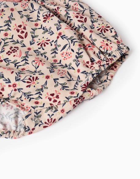 Barboteuse bi-matière avec motif floral Beige clair 4 - vertbaudet enfant 