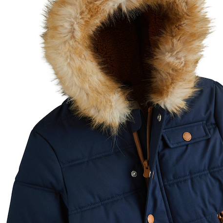 Doudoune enfant imperméable doublée sherpa avec capuche louis Bleu 5 - vertbaudet enfant 