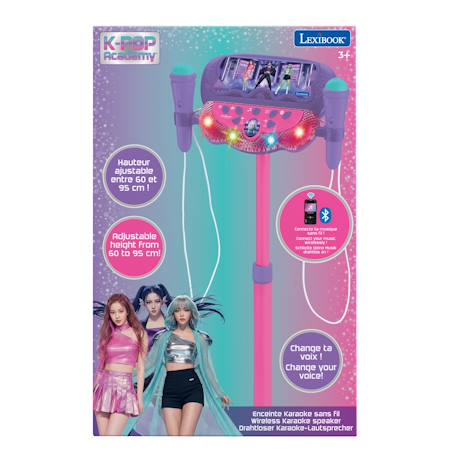 Microphone k-pop academy sur pied ajustable lumineux avec enceinte, 2 micros et effets vocaux, fonction bluetooth Purple/blue/pink 5 - vertbaudet enfant 