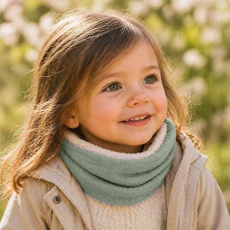 Tour de cou en coton bio Fraise+Honey+Rose+Vert 23 - vertbaudet enfant 