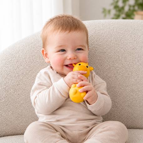 Hochet sensoriel bébé en silicone à mordiller Beige+Jaune 6 - vertbaudet enfant 