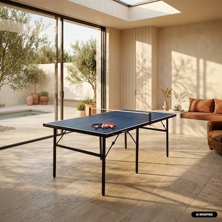 Table de ping pong d'intérieur médium avec 2 raquettes et 3 balles Bleu+Noir 1 - vertbaudet enfant 