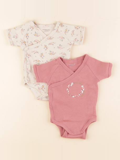 Lot de 2 bodies en coton - 3 mois Rose 1 - vertbaudet enfant 
