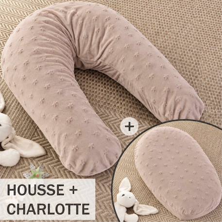 Pack coussin de maternité xxl - idéal grossesse, allaitement et pouf pour enfant Taupe 1 - vertbaudet enfant 
