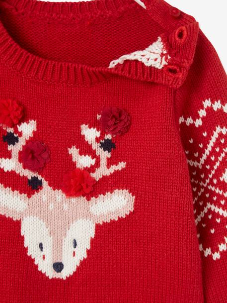 Pull de Noël bébé mixte motif renne rouge brique 3 - vertbaudet enfant 