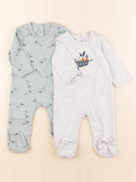 Lot de 2 pyjamas coton - 6 mois Bleu, gris 1 - vertbaudet enfant 