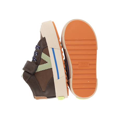 Baskets montantes garçon à scratch Camel+Marron 11 - vertbaudet enfant 