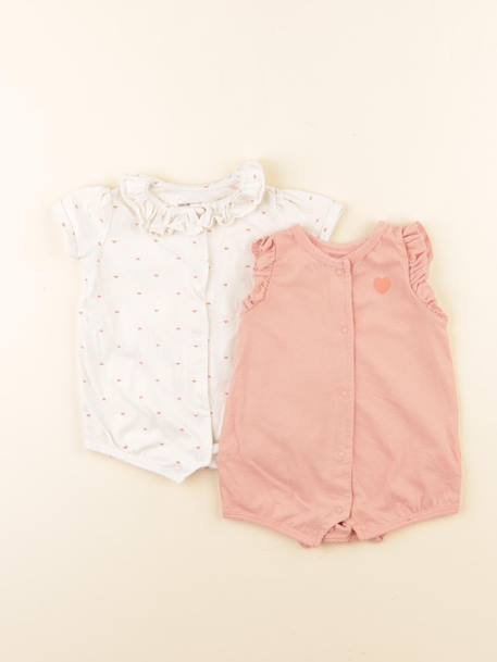 Lot de 2 pyjamas coton - 3 mois Beige, rose 1 - vertbaudet enfant 