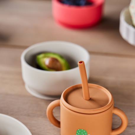 Gourde en silicone avec paille Orange 2 - vertbaudet enfant 