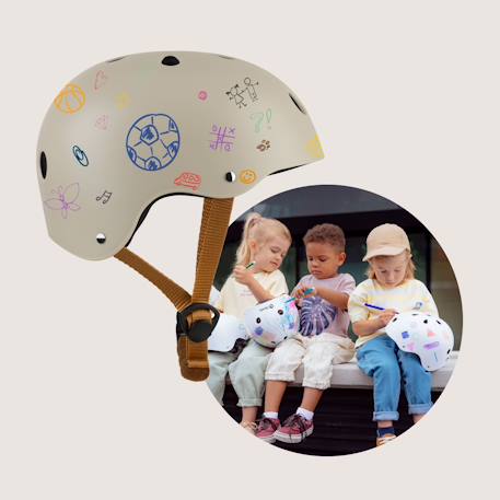 Casque de vélo enfant personnalisable 50-56 cm Beige sand+Blue sky+Green sage+Pink rose 6 - vertbaudet enfant 