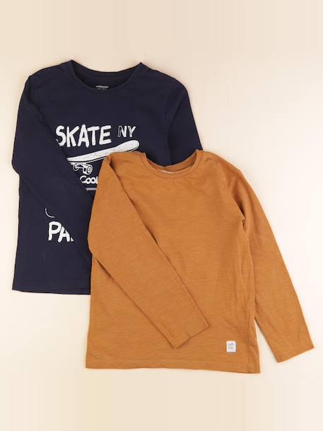 Lot de 2 tee-shirts - 10 ans Marron 1 - vertbaudet enfant 