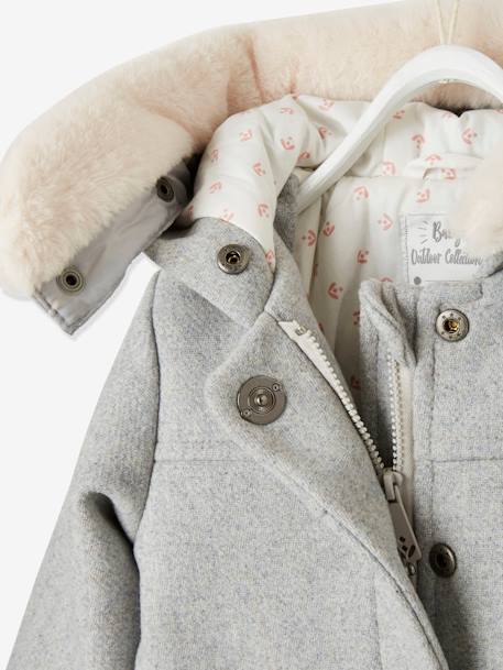 Manteau à capuche bébé fille gris clair chine+taupe 5 - vertbaudet enfant 