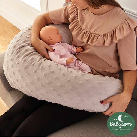 Pack coussin de maternité xxl - idéal grossesse, allaitement et pouf pour enfant Taupe 2 - vertbaudet enfant 