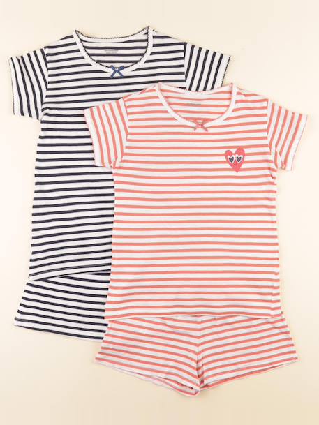 Lot de 2 pyjamas coton - 10 ans Bleu, orange 1 - vertbaudet enfant 