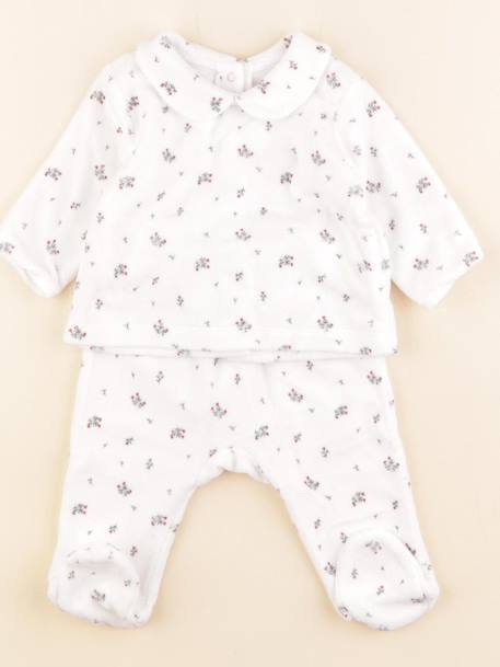 Pyjama velours - 3 mois Blanc 1 - vertbaudet enfant 