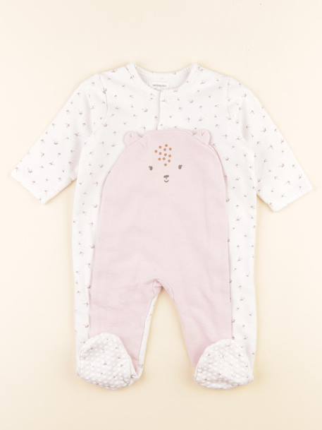 Pyjama coton - 9 mois Blanc, rose 1 - vertbaudet enfant 
