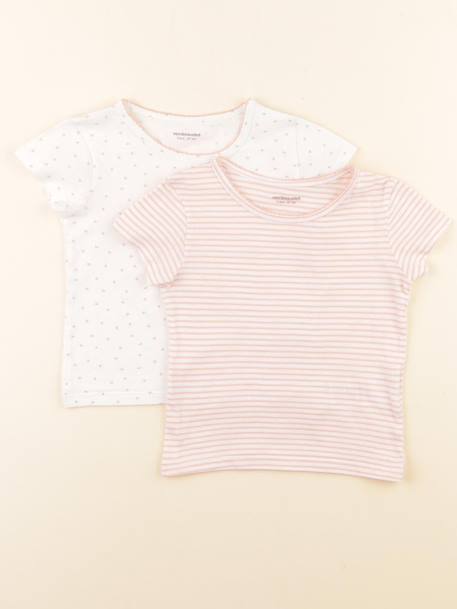Lot de 2 maillots de corps - 3 ans Blanc, rose 1 - vertbaudet enfant 
