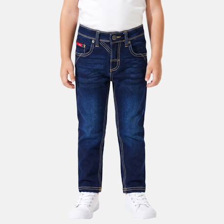 Jean slim 5 poches, coupe droite Bleu brut+Bleu brut used 6 - vertbaudet enfant 