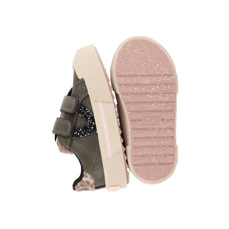 Baskets fille basses à scratch Kaki+Nude 5 - vertbaudet enfant 