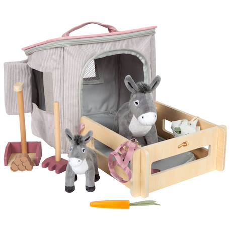 Âne avec écurie et accessoires Gris 1 - vertbaudet enfant 