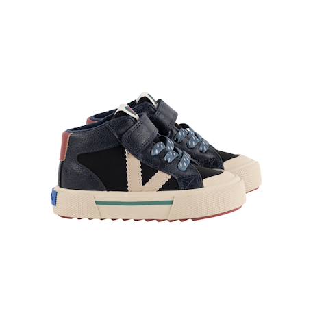 Baskets garçon montantes à scratch Camel+Marine+Marron 9 - vertbaudet enfant 