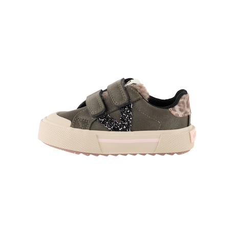 Baskets fille basses à scratch Kaki+Nude 2 - vertbaudet enfant 