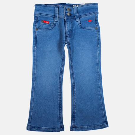 Jean coupe large, taille haute boutonnée Bleu délavé+Bleu denim 5 - vertbaudet enfant 