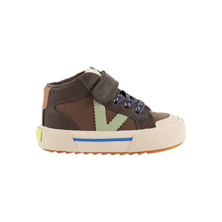 Baskets garçon montantes à scratch Camel+Marine+Marron 12 - vertbaudet enfant 