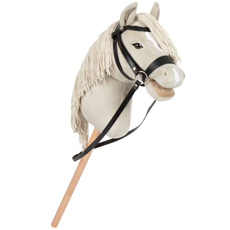 Cheval bâton d’équitation avec tête en peluche, accessoires et bâton en bois démontable Gris+Marron+Noir 1 - vertbaudet enfant 