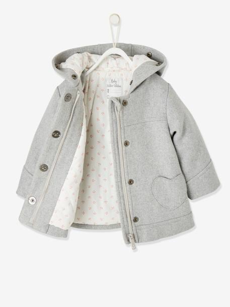 Manteau à capuche bébé fille gris clair chine+taupe 3 - vertbaudet enfant 