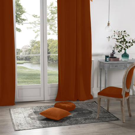 Rideau en velours occultant Bleu canard+Ivoire+Terracotta 5 - vertbaudet enfant 
