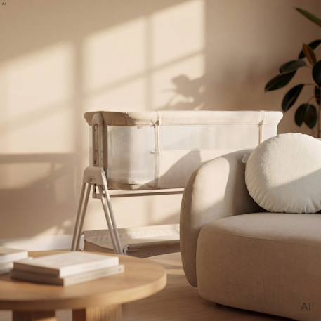 Lit cododo 2en1 luna close&cosy avec 7 hauteurs, côté ouvrable et matelas en mousse White beige 2 - vertbaudet enfant 