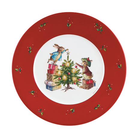 Assiette pierre lapin noël avec jeannot 20 cm Rouge+Vert 1 - vertbaudet enfant 