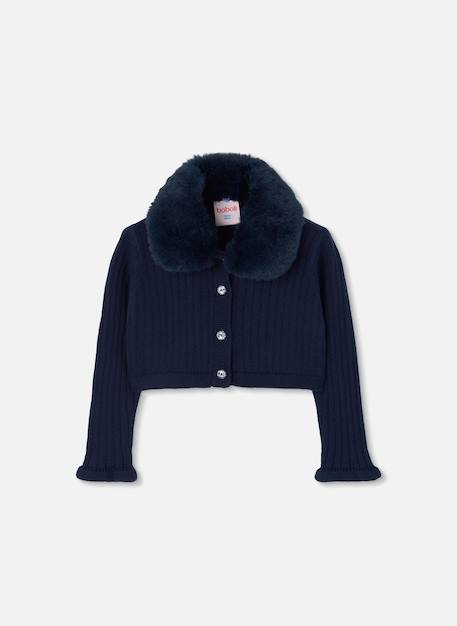 Veste fille en maille Bleu 2 - vertbaudet enfant 