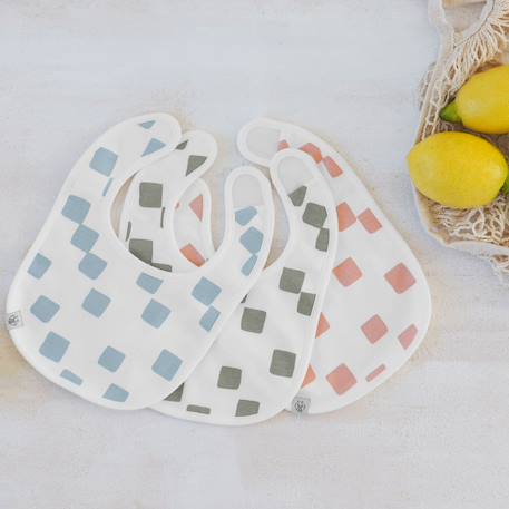 Lot de 3 bavoirs naissance gots happy fruits olive Blanc, olive 4 - vertbaudet enfant 