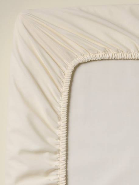 Drap-housse percale de coton Ecru 3 - vertbaudet enfant 