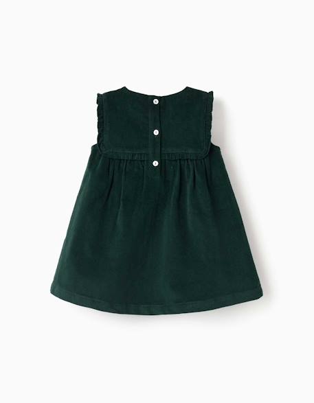 Robe salopette en velours côtelé avec volants Vert foncé 2 - vertbaudet enfant 