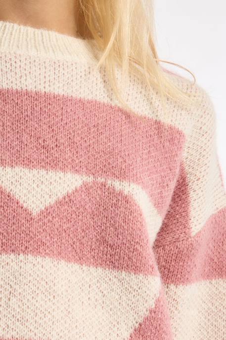 Pull à rayures, motif cœur - fille Rose 2 - vertbaudet enfant 