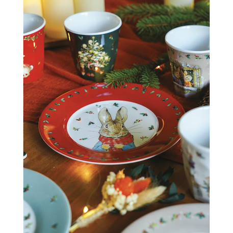 Assiette pierre lapin noël 20 cm Rouge+Vert 2 - vertbaudet enfant 