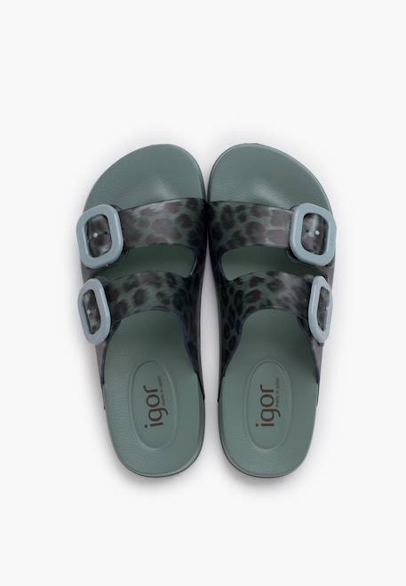 Sandales caoutchouc habana double boucle imprimé animal Noir+Vert 11 - vertbaudet enfant 