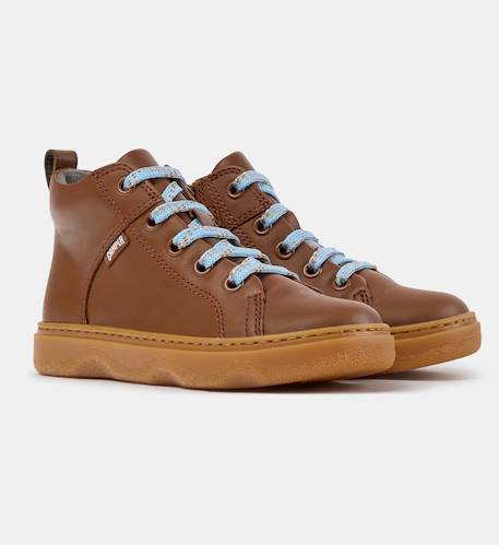 Baskets cuir kiddo Bleu fonc26+Brun bleu 028 7 - vertbaudet enfant 