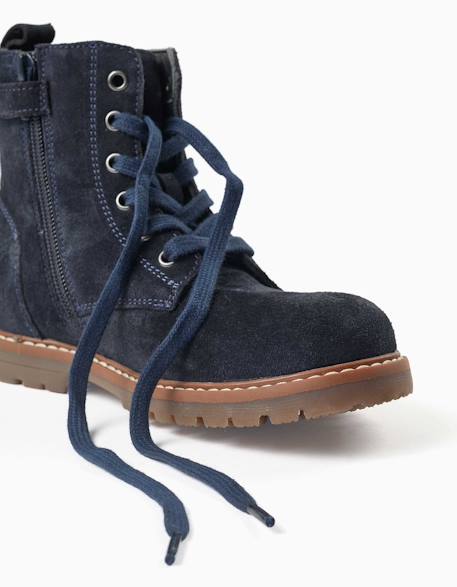 Bottines en suède à lacets et semelle antidérapante Bleu 4 - vertbaudet enfant 