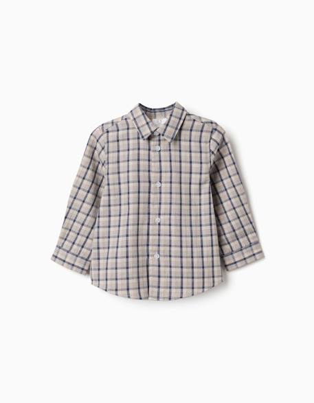 Chemise en coton à manches longues et motif à carreaux Bleu foncé 1 - vertbaudet enfant 