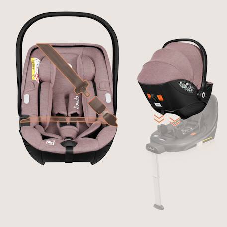 Siège-auto bébé moxie i-size 40-87 cm léger avec tissu en bambou, groupe 0+ Beige sand+Black carbon+Pink mauve 15 - vertbaudet enfant 